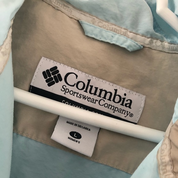 Columbia Light Sky Blue Hooded Wind Breaker sz. L - Picture 4 of 6